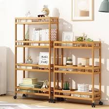 スリム竹製オープンシェルフラック 60CM 4段
