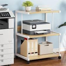 プリンター収納ラック - 木製2段設計