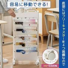 アスヴクト 5段スリム本棚 サイドワゴン大容量収納